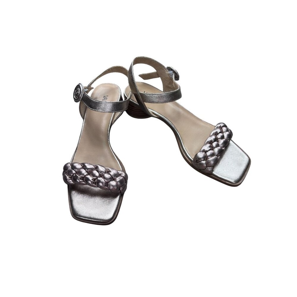 Vaneli Womens Metallic Braided Leather Sandals 9.5M